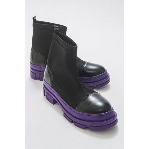 LuviShoes Bendis Women's Black Purple Scuba Boots. Slike