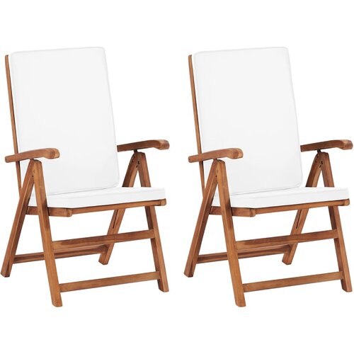 vidaXL nastavljivi vrtni stoli z blazinami 2 kosa trdna tikovina krem Cene