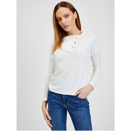 Orsay White Ladies T-shirt with Decorative Details - Women Cene