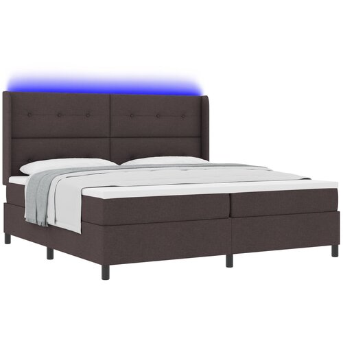 vidaXL Box Spring Postelja z Blazino in LED Temno Rjava 200x200 cm Tkanina, (22049602) Cene