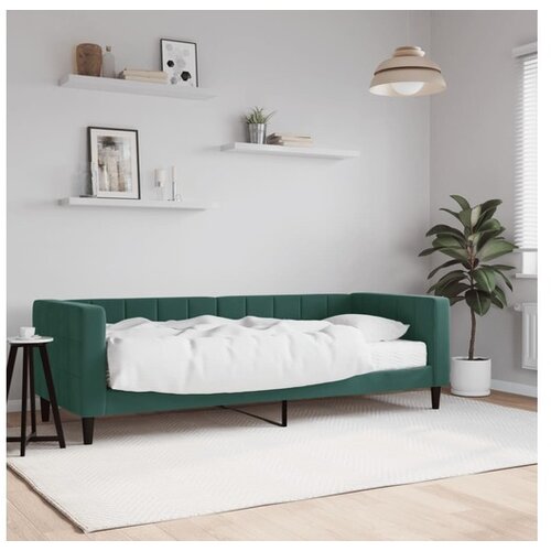 VidaXL Dnevna postelja z vzmetnico temno zelena 80x200 cm ža Slike