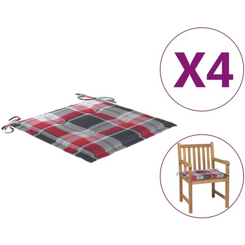 vidaXL jastuci za vrtne stolice 4 kom crveni karirani 50 x 50 x 3 cm Cijene