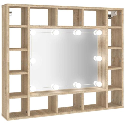  s ogledalom LED boja hrasta sonome 91x15x76,5 cm Slike