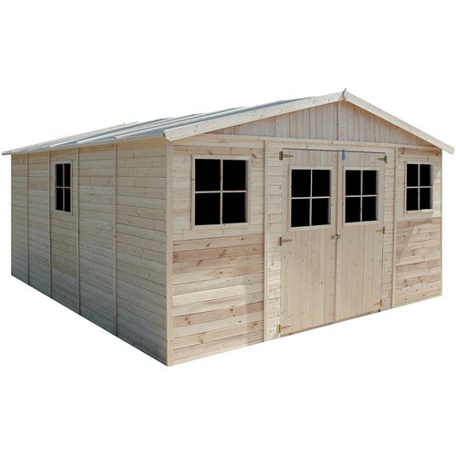 Timbela Lesena vrtna hi&amp;scaron;a - H246x418x522 cm/20 m&amp;sup2; - Panelna konstrukcija, Vrtna lopa s podi - M333+M333G, (21922357) Slike