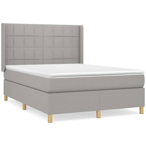 Maison Chic Box spring posteljni - Vzmetna postelja z vzmetnico svetlo siv 140x190 cm blago SL13681, (21902205) Cene
