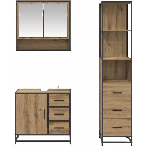  Set namje&amp;scaron;taja za kupaonicu 3 kom. Umjetnički hrast Smeđa 35 x 37.5 x 166 cm Slike