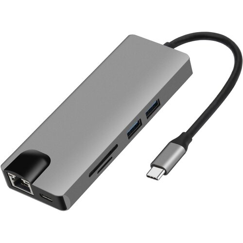 INF 9-v-1 usb-c hub z usb 3.0, hdmi, RJ45, čitalnik kartic sd/tf, 100 w pd, vga, (21537672) Slike