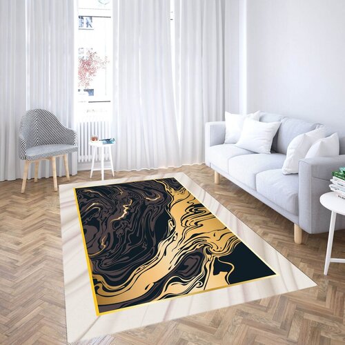 Conceptum Hypnose tepih CG_107, Pravougaoni, 100 x 140 cm, Crna i zlatna boja Cene