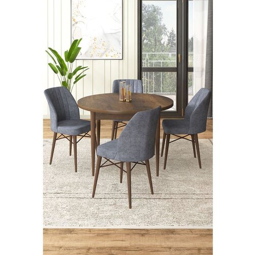 Hanah home rox - baroque, fume baroquefume dining table & chairs set (5 pieces) Cene