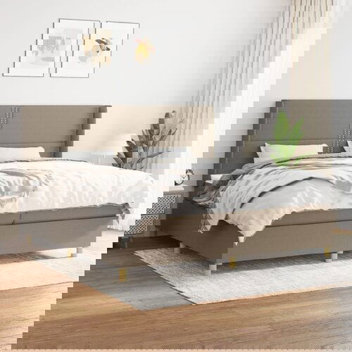 The Living Store Box spring postelja z vzmetnico taupe 200x200 cm blago - Box Spring Postelja, (21512837) Cene