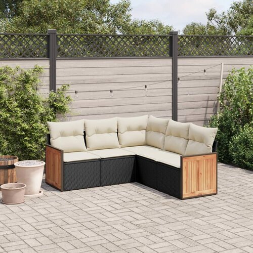  5-dijelna vrtna garnitura od poliratana s jastucima crna 62 x 62 x 69 cm Cene