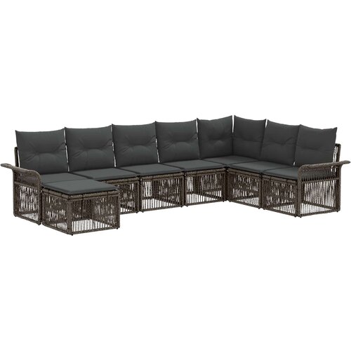 vidaXL Vrtna sedežna garnitura 8 pcs Siva poli ratan, (5000270113) Cene