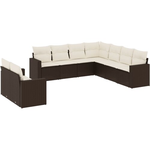 vidaXL 9-dijelni set vrtnih sofa s jastucima poliratan smeđi Cijene