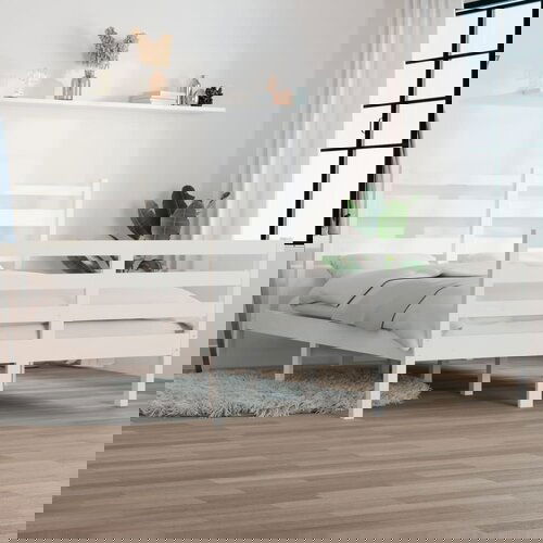 VidaXL Posteljni okvir iz trdne borovine 120x200 cm bel Slike