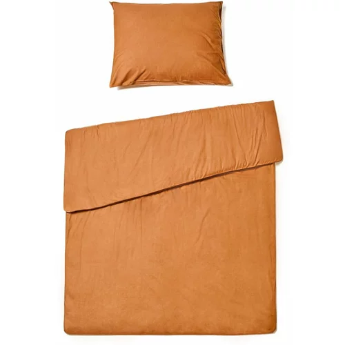 Bonami Selection Terakota narančasta posteljina za krevet za jednu osobu od stonewashed pamuka , 140 x 200 cm