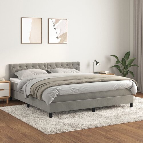The Living Store Box spring postelja z vzmetnico svetlo siva 160x200 cm žamet - Box Spring Postelja, (21488914) Slike