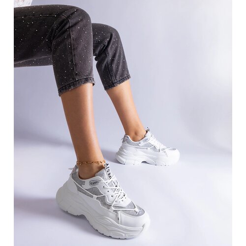 Gemre White sneakers with glitter inserts Rigel Cene
