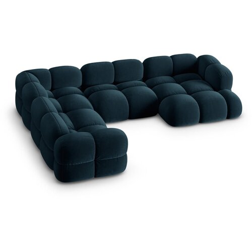 Cosmopolitan Design Temno modra žametna kotna sedežna garnitura (levi kot/v obliki črke &amp;quot;U&amp;quot;) Loretto &amp;ndash; Slike