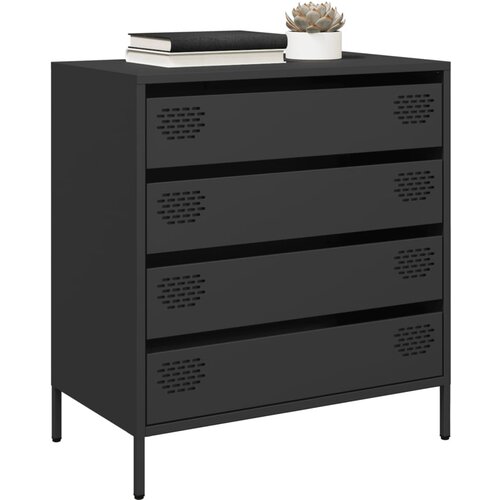 VidaXL Komoda črna 68x39x73,5 cm hladno valjano jeklo Slike