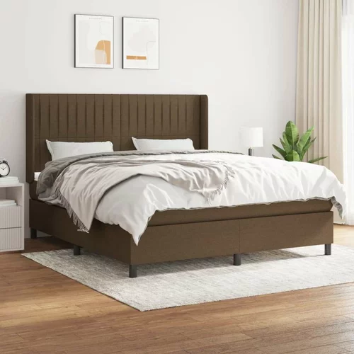 Box spring postelja z vzmetnico temno rjava 180x200 cm blago, (20893536)