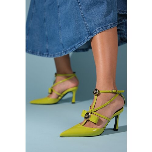 LuviShoes GRADO Green Patent Leather Women's Heeled Shoes Slike