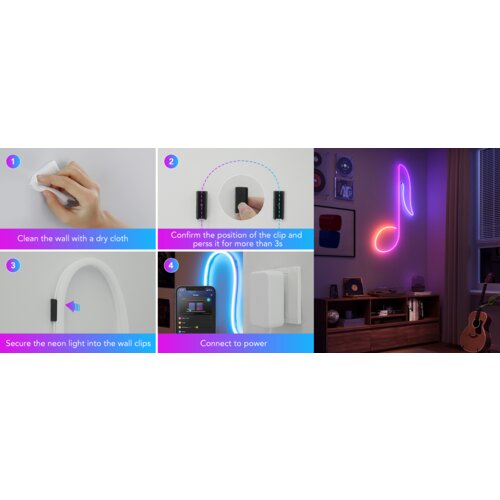 GOVEE NEON ROPE LIGHT 2 sponke črne barve 20 kosov Slike