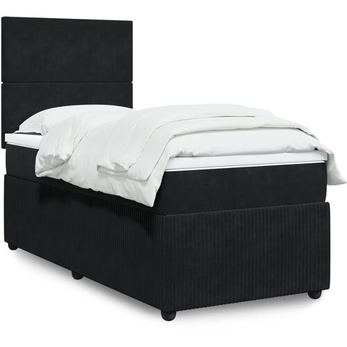  The Living Store Box spring postelja z vzmetnico črna 80x200 cm žamet - Box Spring Postelja, (21514698) Cene