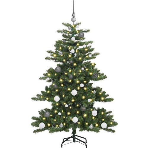 VidaXL Umjetno božićno drvce s nogom s 150 LED dioda Zelena 150 cm PVC Slike
