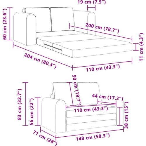 vidaXL Sofa na podu 2-u-1 Tamnosiva 148x71x83 cm Velur Cijene