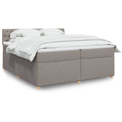 vidaXL Box spring postelja z vzmetnico taupe 200x200 cm blago Cene
