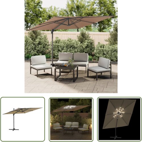  The Living Store LED vrtni senčnik taupe 400&amp;times;300 cm - LED Vrtni Senčnik, (21742847) Slike