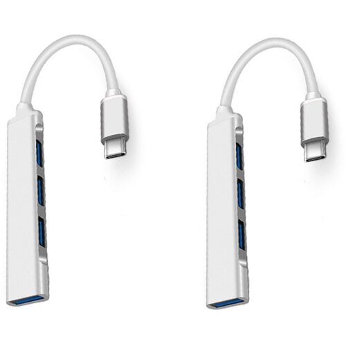 INF Komplet 2 kosov multiportnega USB-C razdelilnika &mdash; Type-C na 4x USB 3.0, aluminijeva zlitina + TPE, prenosni 4-portni USB 3.0 razdelilnik Srebrna, (5000282768) Cene