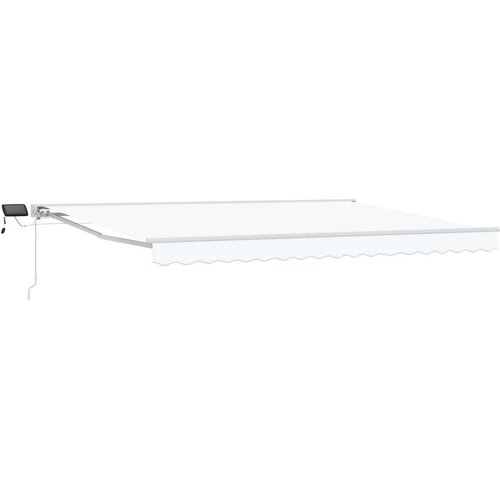  Ročno senčilo s LED-ji Bela 4 &times; 3,5 m Poliester s PU premazom, (5000205563) Cene