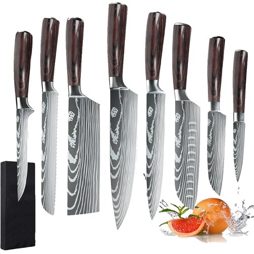 ruiguan Set japonskih kuhinjskih nožev, visoko ogljikovo nerjaveče jeklo, okolju prijazno, kuhinjski noži, 8PCS, (5000161539) Cene