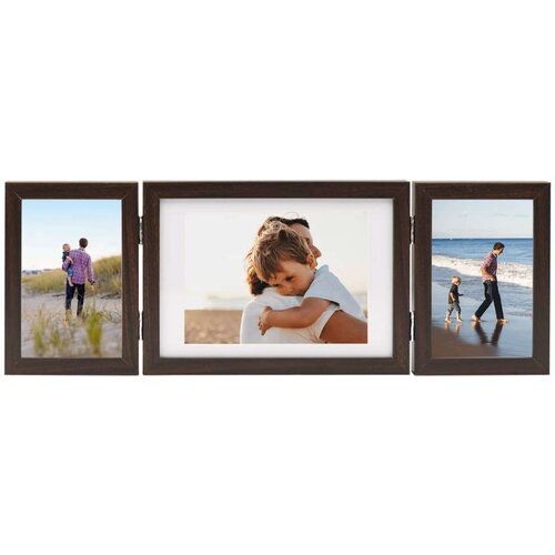 vidaXL 3-delni foto okvir temno rjav 22x15 cm + 2x(10x15 cm) Cene