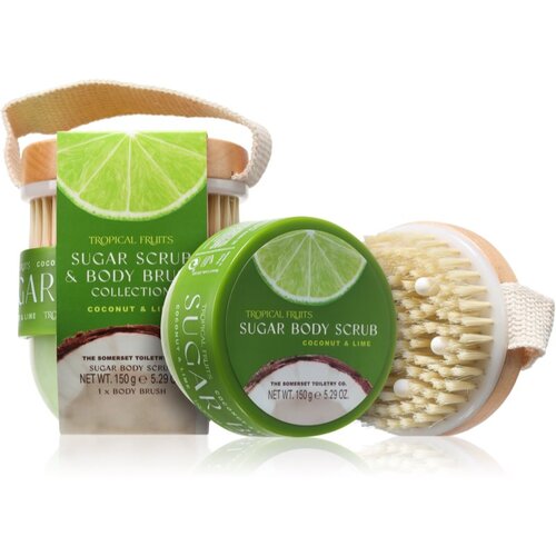 The Somerset Toiletry Co. Tropical Fruits Coconut & Lime sladkorni piling za telo + krtača 150 g Cene