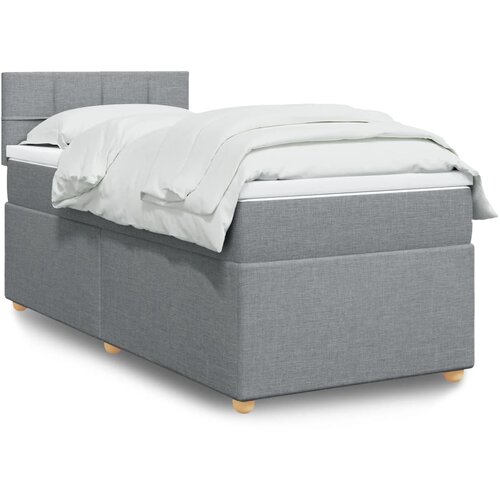 vidaXL Box spring postelja z vzmetnico svetlo siva 90x200 cm blago Cene