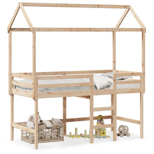 Maison Chic Postelja za odrasle - Posteljni Okvir z lestvijo in streho 90x200 cm borovina, (22082558) Cene