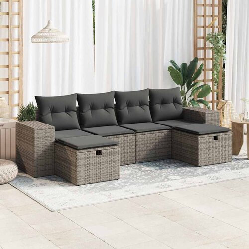 vidaXL 6-dijelni set vrtnih sofa od poliratana s jastucima sivi Cijene