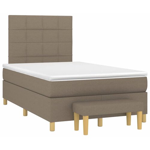  Krevet s oprugama i madracem smeđesivi 120 x 190 cm od tkanine Slike