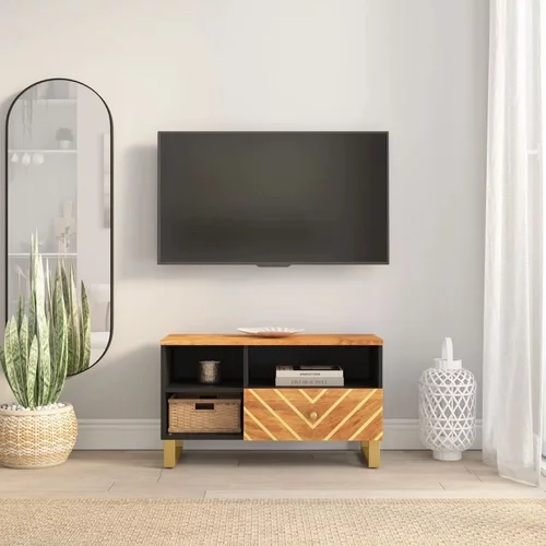 vidaXL TV omarica rjava in črna 80x33,5x46 cm trden mangov les