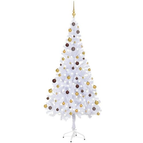  Umjetno osvijetljeno božićno drvce s kuglicama 180 cm 620 grana - Bijela 180 cm 1 with 300 leds&amp gold/bronze balls Cijene