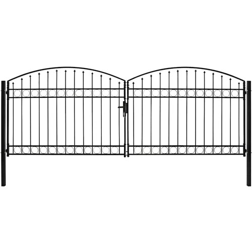 VidaXL Vrata za ogradu ASSEN dvostruka vrata s lučnim vrhom čelik 400x150 cm Slike