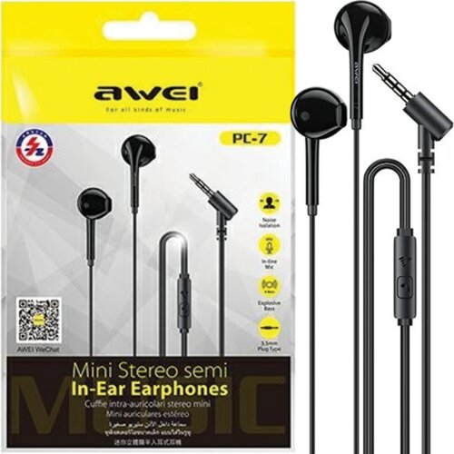 Awei SLUŠALKE STEREO HEADPHONES PC-7 3.5MM JACK BLACK CASE SLUŠALKE ZA PC, (21968856) Cene