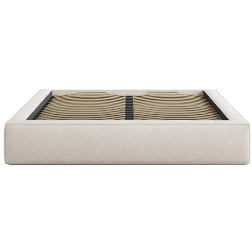 Micadoni Krem tapecirani bračni krevet s prostorom za odlaganje s podnicom 140x200 cm Simon – Cijene