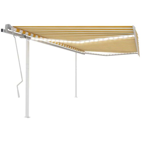 vidaXL Ročno zložljiva tenda z LED lučkami 4x3 m rumena in bela Cene
