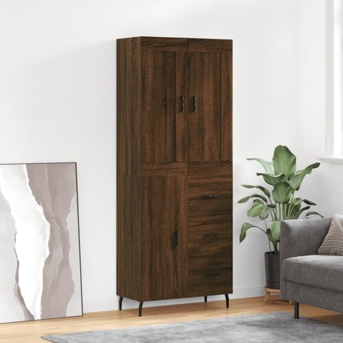 The Living Store Visoka komoda rjav hrast 69,5x34x180 cm inženirski les - Visoka Omarica, (21430668) Slike