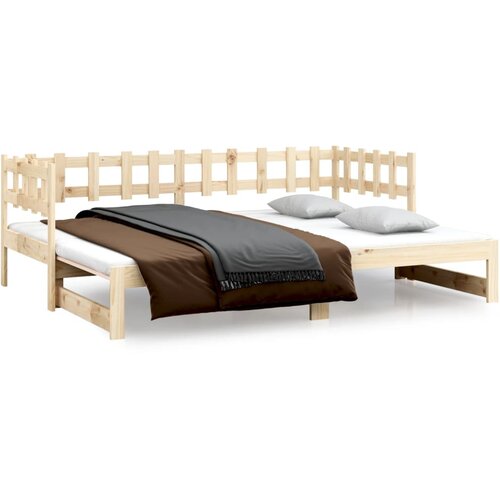  Dnevni ležaj na izvlačenje 2x (80 x 200) cm od masivne borovine Slike