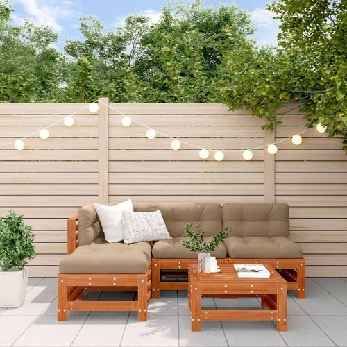  Set lounge namje&scaron;taja za vrt 5 pcs Vosak Smeđa Masivna borovina Cijene