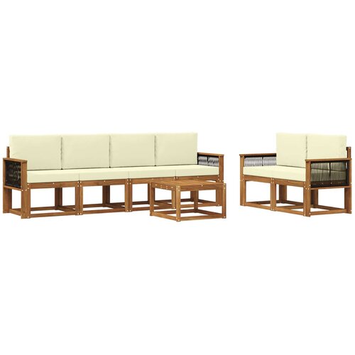 vidaXL Zunanja garnitura za sedenje z blazino 6 pcs Naravna in smetana, (5000282365) Cene